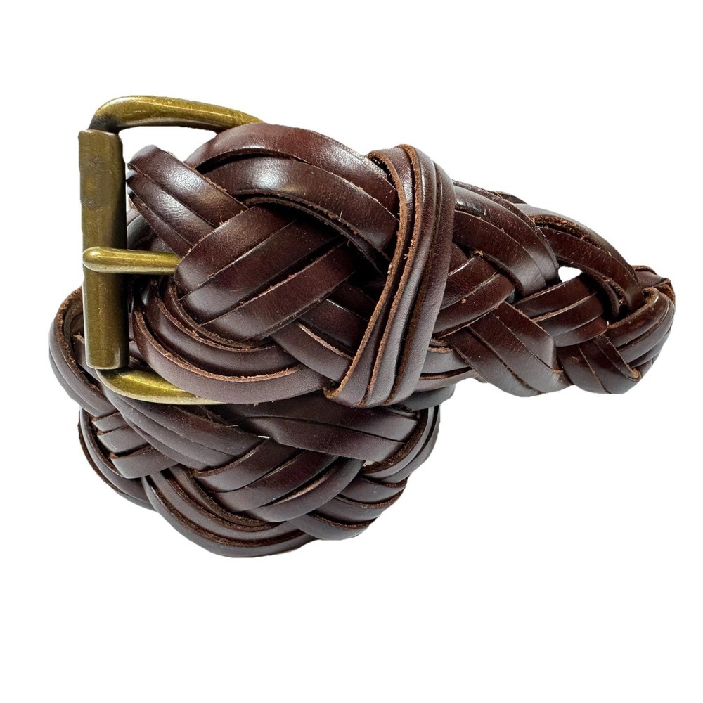 The Limited Burgundy Leather Belt Womens 32/M Braided 2 1/4" W Western~Style Vtg